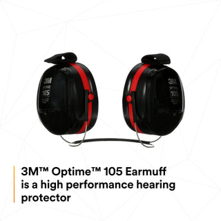 3M PELTOR Optime 105 Earmuffs H10B, Behind-the-Head