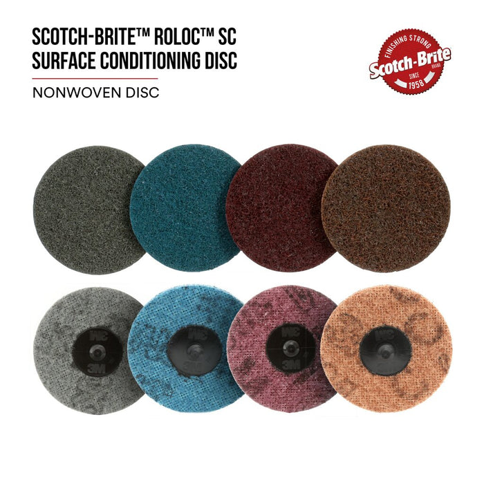 Scotch-Brite Roloc Surface Conditioning Disc, SC-DR, A/O Medium, TR, 1in
