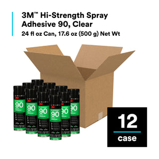 3M Hi-Strength Spray Adhesive 90, Clear, 24 fl oz Can (Net Wt 17.6 oz)