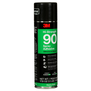 3M Hi-Strength Spray Adhesive 90, Clear, 24 fl oz Can (Net Wt 17.6 oz)