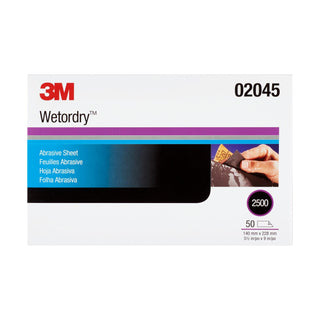 3M Wetordry Abrasive Sheet 401Q, 02045, 2500, 5 1/2 x 9 in, 50 sheets
per carton