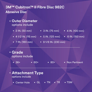 3M Cubitron II Fibre Disc 982C, 60+, 7 in x 7/8 in, Die 700BB