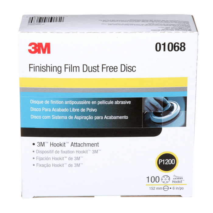 3M Hookit Finishing Film Abrasive Disc 260L, 01068, 6 in, Dust Free,
P1200