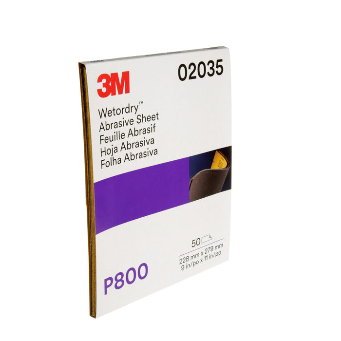 3M Wetordry Abrasive Sheet 213Q, 02035, P800, 9 in x 11 in, 50 sheets
per carton