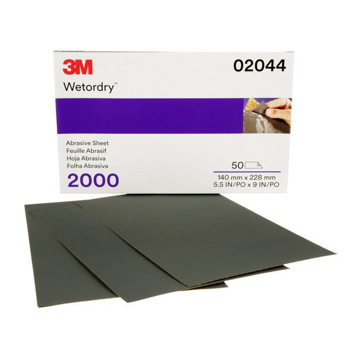 3M Wetordry Abrasive Sheet 401Q, 02044, 2000, 5 1/2 in x 9 in