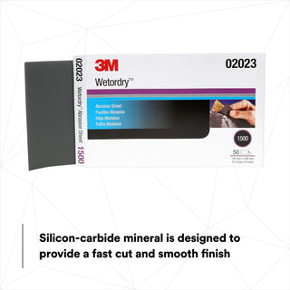 3M Wetordry Abrasive Sheet 401Q, 02023, 1500, 5 1/2 in x 9 in