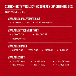 Scotch-Brite Roloc Surface Conditioning Disc, SC-DR, SiC Super Fine,TR, 3 in