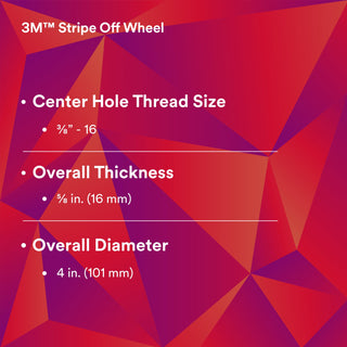 3M Stripe Off Wheel, 07498, 4 in x 5/8 in, with Mandrel