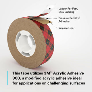 Scotch® ATG Adhesive Transfer Tape 969, Clear, 1/2 in x 36 yd, 5 mil