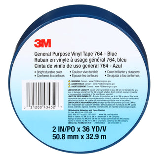 3M General Purpose Vinyl Tape 764, Blue, 2 in x 36 yd, 5 mil, 24 Roll/Case