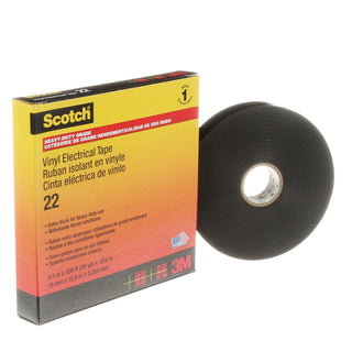 Scotch® Vinyl Electrical Tape 22, 3/4 in x 36 yd, Black, 12rolls/carton