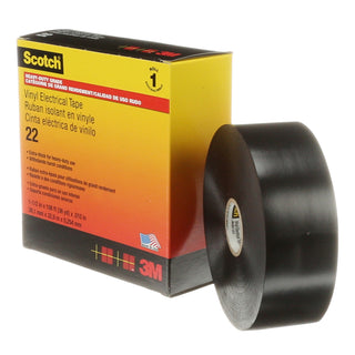 Scotch® Vinyl Electrical Tape 22, 1-1/2 in x 36 yd, Black, 1roll/carton