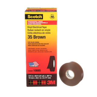 Scotch® Vinyl Color Coding Electrical Tape 35, 3/4 in x 66 ft, Brown