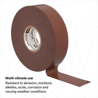 Scotch® Vinyl Color Coding Electrical Tape 35, 3/4 in x 66 ft, Brown