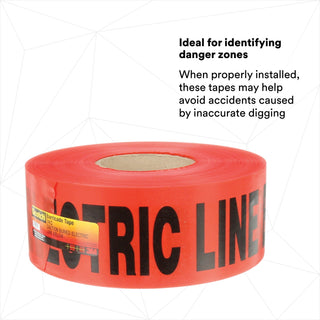 Scotch® Buried Barricade Tape 302, CAUTION BURIED ELECTRIC LINE, 3 in x1000 ft