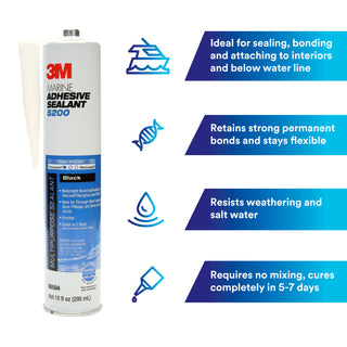 3M Marine Adhesive Sealant 5200, Black, 295 mL Cartridge