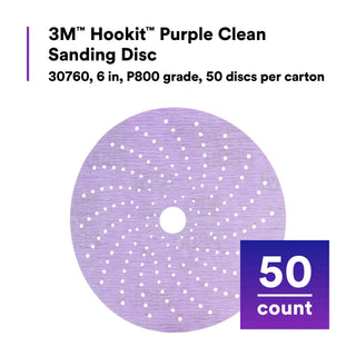 3M Hookit Purple Clean Sanding Disc 334U, 30760, 6 in, P800 grade