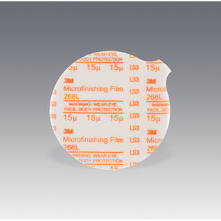 3M Microfinishing PSA Film Disc 268L, 15 Mic 3MIL, Type D, 10 in x NH,Die 1000C