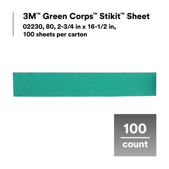 3M Green Corps Stikit Production Sheet, 02230, 80, 2-3/4 in x 16 1/2
in