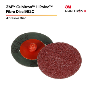 3M Cubitron II Roloc Fibre Disc 982C, 60+, TR, Red, 3 in, Die R300V,
50/Carton