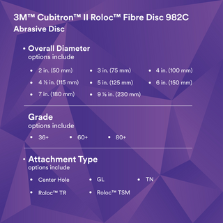 3M Cubitron II Roloc Fibre Disc 982C, 60+, TSM, Red, 2 in, Die
RS200PM