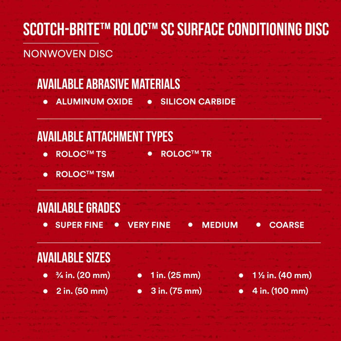 Scotch-Brite Roloc Surface Conditioning Disc, SC-DR, SiC Super Fine,TR, 1 in