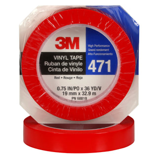 3M Vinyl Tape 471, Red, 3/4 in x 36 yd, 5.2 mil