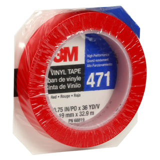 3M Vinyl Tape 471, Red, 3/4 in x 36 yd, 5.2 mil