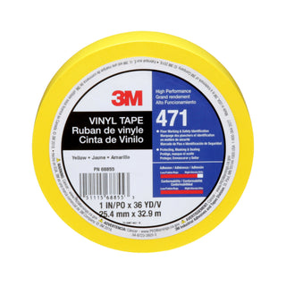 3M Vinyl Tape 471, Yellow, 1 in x 36 yd, 5.2 mil