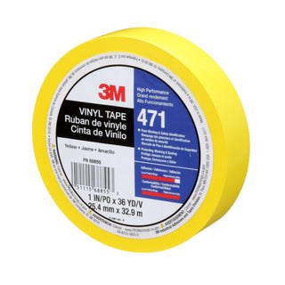 3M Vinyl Tape 471, Yellow, 1 in x 36 yd, 5.2 mil