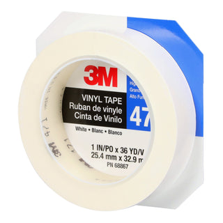 3M Vinyl Tape 471, White, 1 in x 36 yd, 5.2 mil