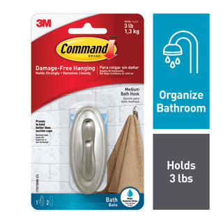 Command Traditional Hook 17051BN-B Medium Brushed Nickel