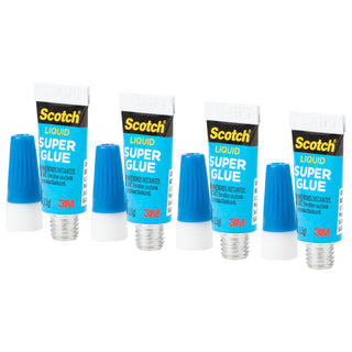 Scotch® Super Glue Liquid AD114, 4-Pack of single-use tubes, .017 ozeach