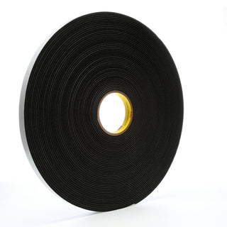 3M Vinyl Foam Tape 4508, Black, 3/4 in x 36 yd, 125 mil, 12 rolls percase