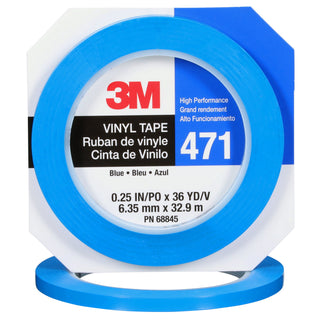 3M Vinyl Tape 471, Blue, 1/4 in x 36 yd, 5.2 mil