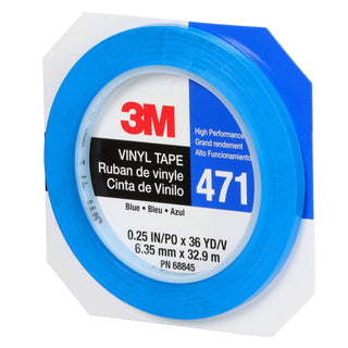 3M Vinyl Tape 471, Blue, 1/4 in x 36 yd, 5.2 mil