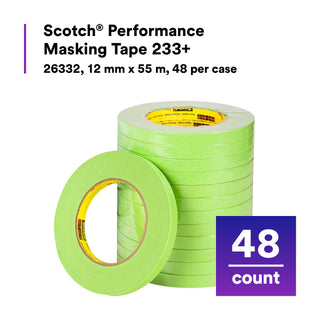 Scotch® Performance Masking Tape 233+, 26332, 12 mm x 55 m