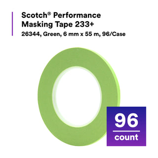 Scotch® Performance Masking Tape 233+ 26344, Green, 6 mm x 55 m