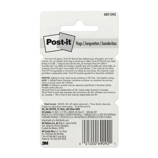 Post-it® Flags 680-GN2, 1 in. x 1.7 in. (2.54 cm x 4.31 cm) Green, 2-pk