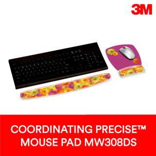 3M Gel Wrist Rest WR308DS, Clear Gel Design, Compact Size, Daisy