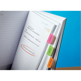 Post-it® Durable Tabs 686-PGO, 1 in. x 1.5 in. Pink, Green, Orange 24cs