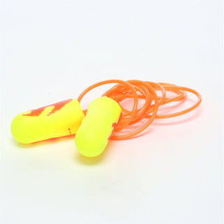 3M E-A-Rsoft Yellow Neon Blasts Earplugs 311-1252, Corded, Poly Bag,Regular Size