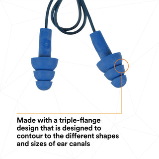 3M E-A-R UltraFit Earplugs 340-4017, Metal Detectable, Corded,Econopack