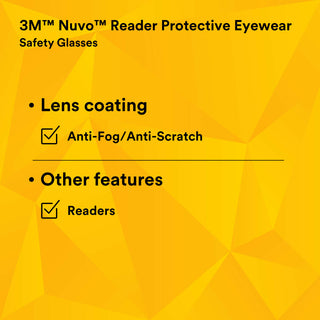 3M Nuvo Reader Protective Eyewear, 11434-00000-20 Clear Lens, GreyFrame