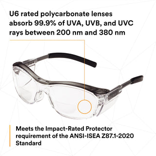 3M Nuvo Protective Eyewear 11435-00000-20 Clear Lens, Grey Frame