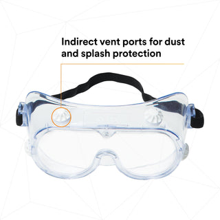 3M Safety Splash Goggle 334, 40660-00000-10, Clear Lens