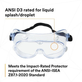 3M Safety Splash Goggle 334, 40660-00000-10, Clear Lens