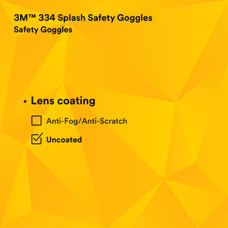 3M Safety Splash Goggle 334, 40660-00000-10, Clear Lens