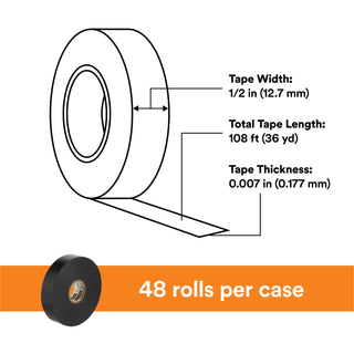 Scotch® Vinyl Electrical Tape 33, 1/2 in x 36 yd, Black