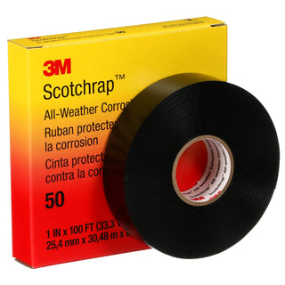 3M Scotchrap Vinyl Corrosion Protection Tape 50, 1 in x 100 ft,Unprinted, Black